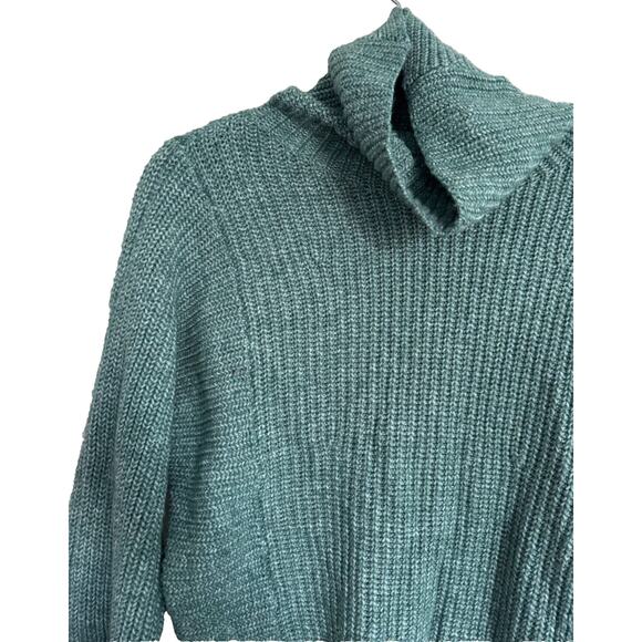 American Eagle Torquoise Chunky Knit High Turtle Neck Fit Sweater Size XS - Picture 2 of 6
